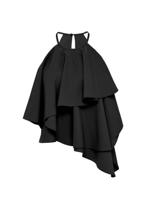 Club21 Collection georgette dana asymmetric ruffled top - Black