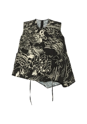 JNBY waist-defining floral top - Black