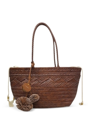 GIANNI CHIARINI medium Paloma braided pompom shoulder bag - Brown