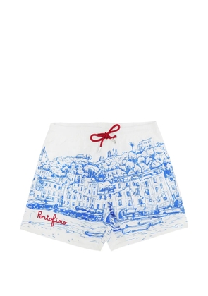 MC2 Saint Barth Portofino-print drawstring swim shorts - White