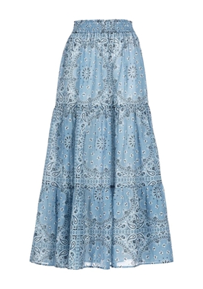 MC2 Saint Barth Cheyenne bandana-print tiered skirt - Blue