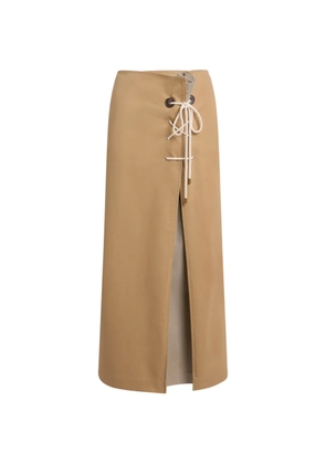 Moschino lace-up slit-detail cotton midi gabardine skirt - Neutrals
