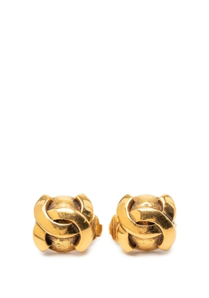 CHANEL Pre-Owned 1950-1990 CC Gold Plated Round Clip On Earrings costume earrings