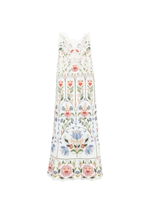 FARM Rio Stitched Garden embroidered midi dress - White