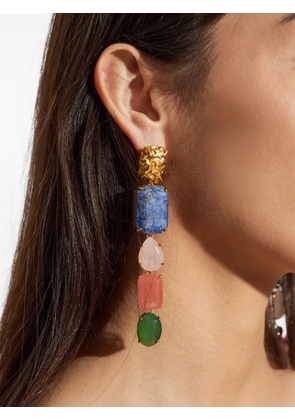 Balmain gemstone-embellished drop earrings - Gold