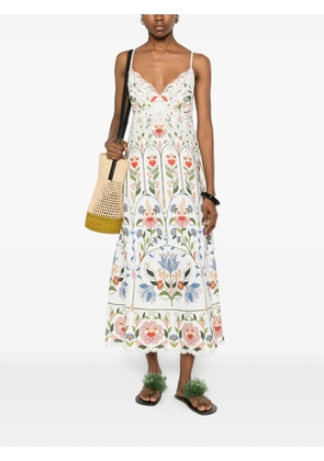 FARM Rio Stitched Garden embroidered midi dress - White