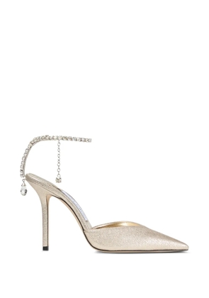 Jimmy Choo Saeda 100 crystal-embellished pumps - Gold