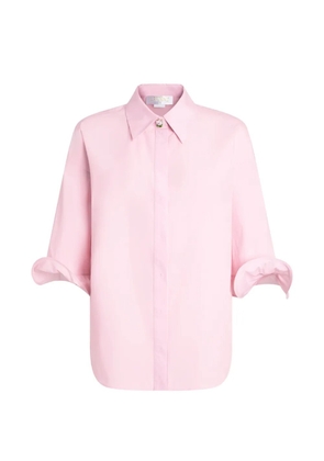 Genny flower button ruffled shirt - Pink