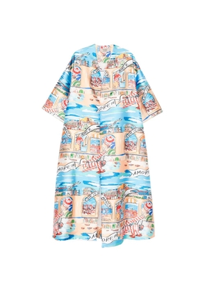 alessandro enriquez graphic-print short-sleeves coat - Blue