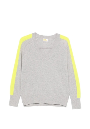 FROM FUTURE side-stripe V-neck sweater - Grey
