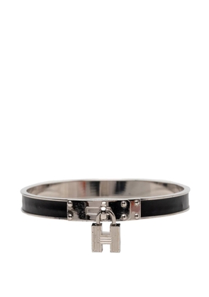 Hermès Pre-Owned 2010-2025 Palladium Plated Leather Kelly Cadena Lock Bangle Bracelet costume bracelet - Silver
