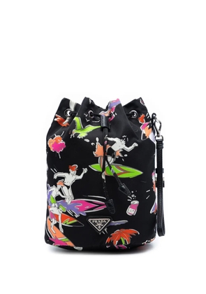 Prada Pre-Owned 2000-2013 Tessuto Graphic Surf Drawstring pouch - Black