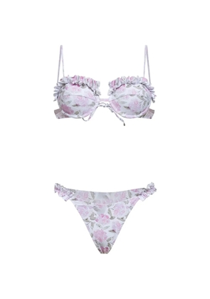 BIKINI LOVERS Helia floral-print ruffled bikini - White
