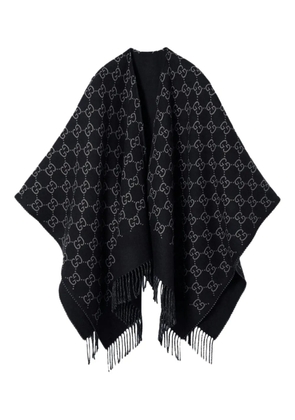 Gucci GG-pattern fringed poncho - Black