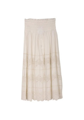 The Great. The Rosette crochet-knit midi skirt - Neutrals