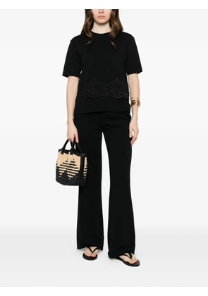 Margittes lace-trim T-shirt - Black