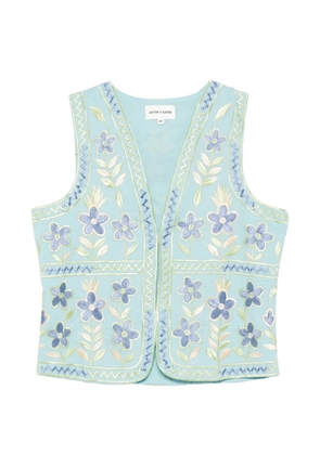 Antik Batik Carioca floral-embroidered gilet - Blue