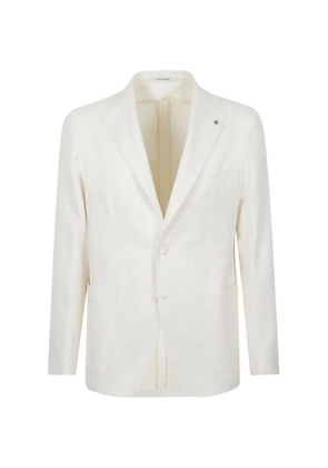 Tagliatore logo-pin textured blazer - Neutrals