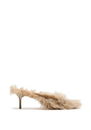 Acne Studios shearling-trimmed kitten-heel sandals - Neutrals