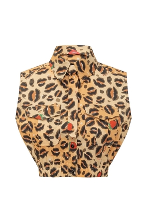 alessandro enriquez animal-print cropped shirt - Neutrals