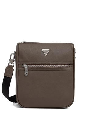 GUESS USA Milano logo-plaque zip messenger bag - Brown