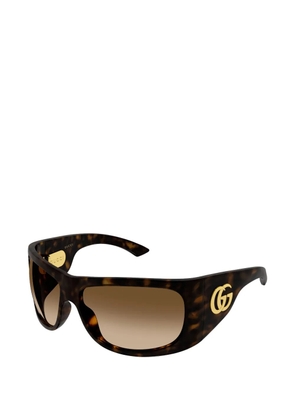 Gucci Eyewear tortoiseshell-effect double G sunglasses - Brown
