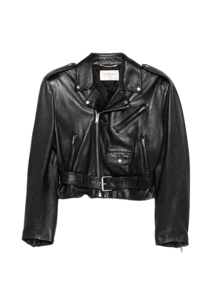 Saint Laurent belted biker jacket - Black
