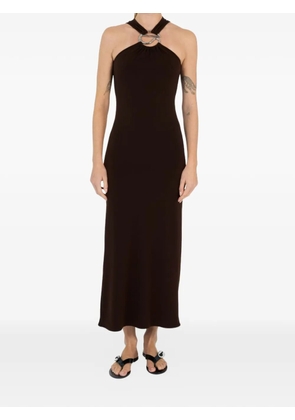 Coperni C-logo gathered midi dress - Brown