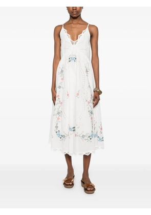 DREAM CATCHER embroidered eyelet-detail midi dress - White