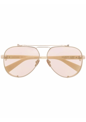 Balmain Eyewear Captaine pilot-frame tinted sunglasses - Neutrals