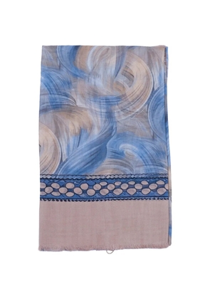 D'aniello abstract-print frayed scarf - Blue