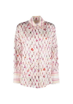 Genny floral-print silk shirt - White