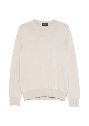 Emporio Armani logo-embroidered crew-neck sweater - Neutrals