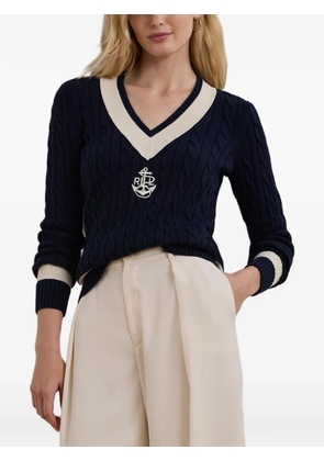 Lauren Ralph Lauren cable-knit V-neck sweater - Blue