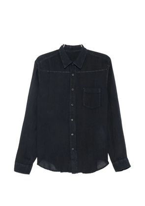 120% Lino contrast-stitch pocket shirt - Blue
