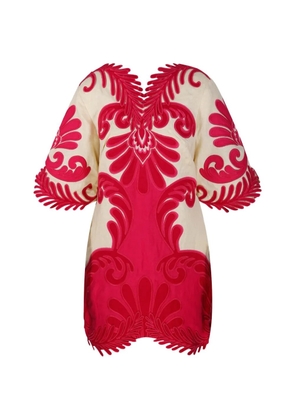 FARM Rio Arabesc-embroidered mini dress - Pink