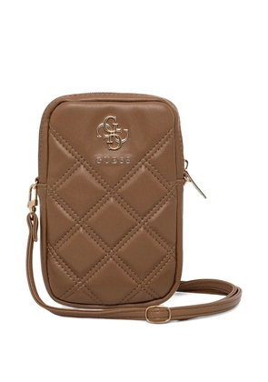 GUESS USA quilted logo-plaque phone bag - Brown
