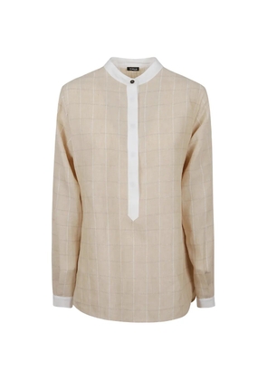 Kiton check-pattern linen shirt - Neutrals
