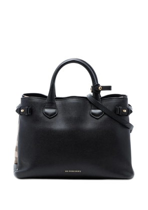 Burberry Pre-Owned 2000-2017 Medium Leather and House Check Banner satchel - Black