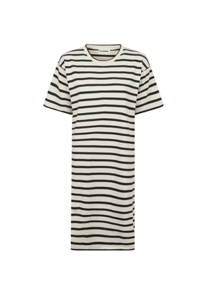 Jil Sander striped short-sleeve midi dress - White