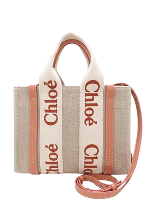 Chloé Pre-Owned 2021-2025 Small Canvas Woody Tote satchel - Neutrals