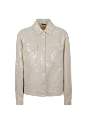 Kiton sequin-embellished denim jacket - Neutrals