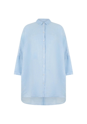 120% Lino high-low button-down shirt - Blue