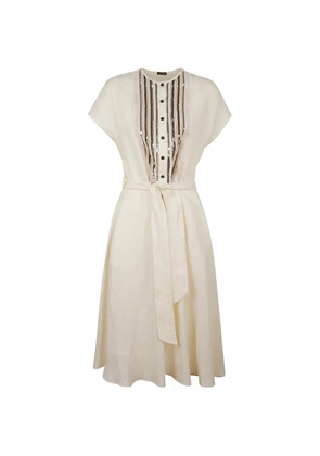 Kiton sequin-embellished frayed-trim dress - Neutrals