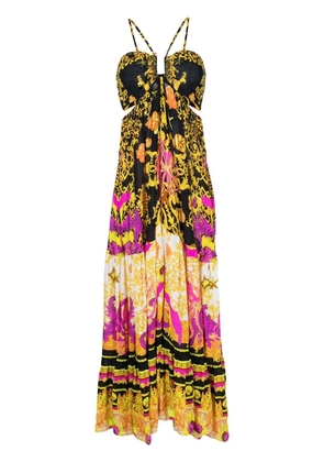 Camilla printed gathered cut-out dress - Multicolour