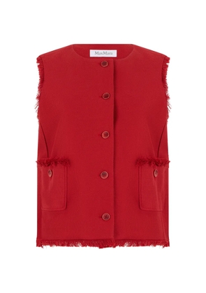 Max Mara frayed-edge button-up gilet - Red