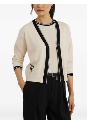 Lauren Ralph Lauren logo-embroidered contrast-trim cardigan - Neutrals