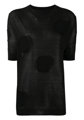 Uma Wang circle-motif short-sleeved knitted top - Black