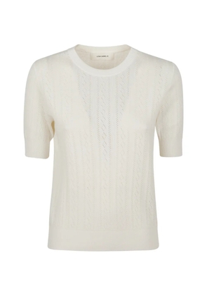 Lisa Yang pointelle-knit short-sleeve sweater - Neutrals
