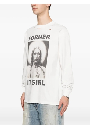 DAGGER distressed graphic-print T-shirt - White